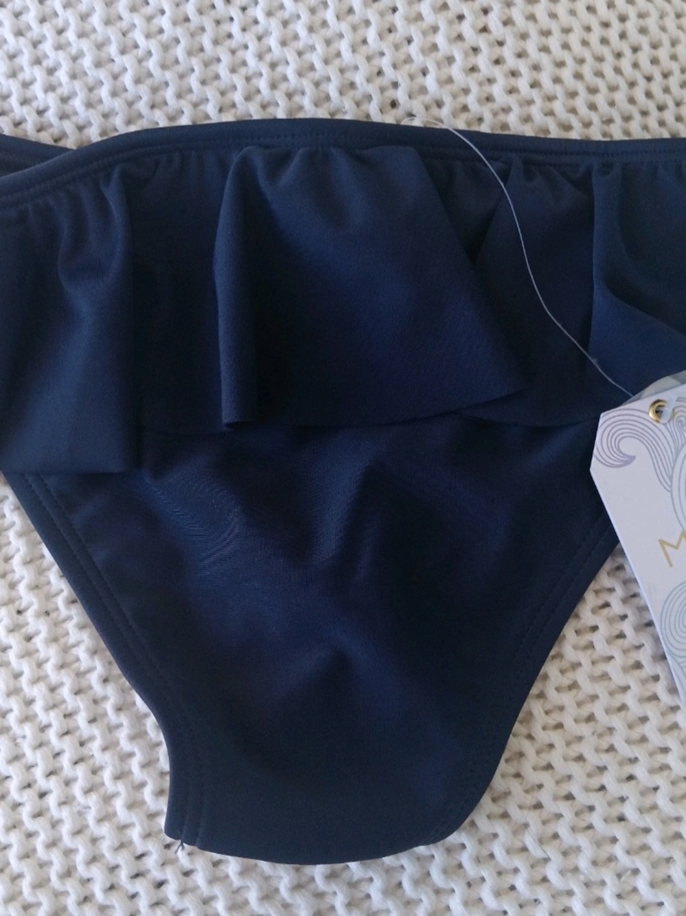 ModLi  / Girls Ruffle Bikini Bottom / Size 10 / Navy Blue & Black /NWT